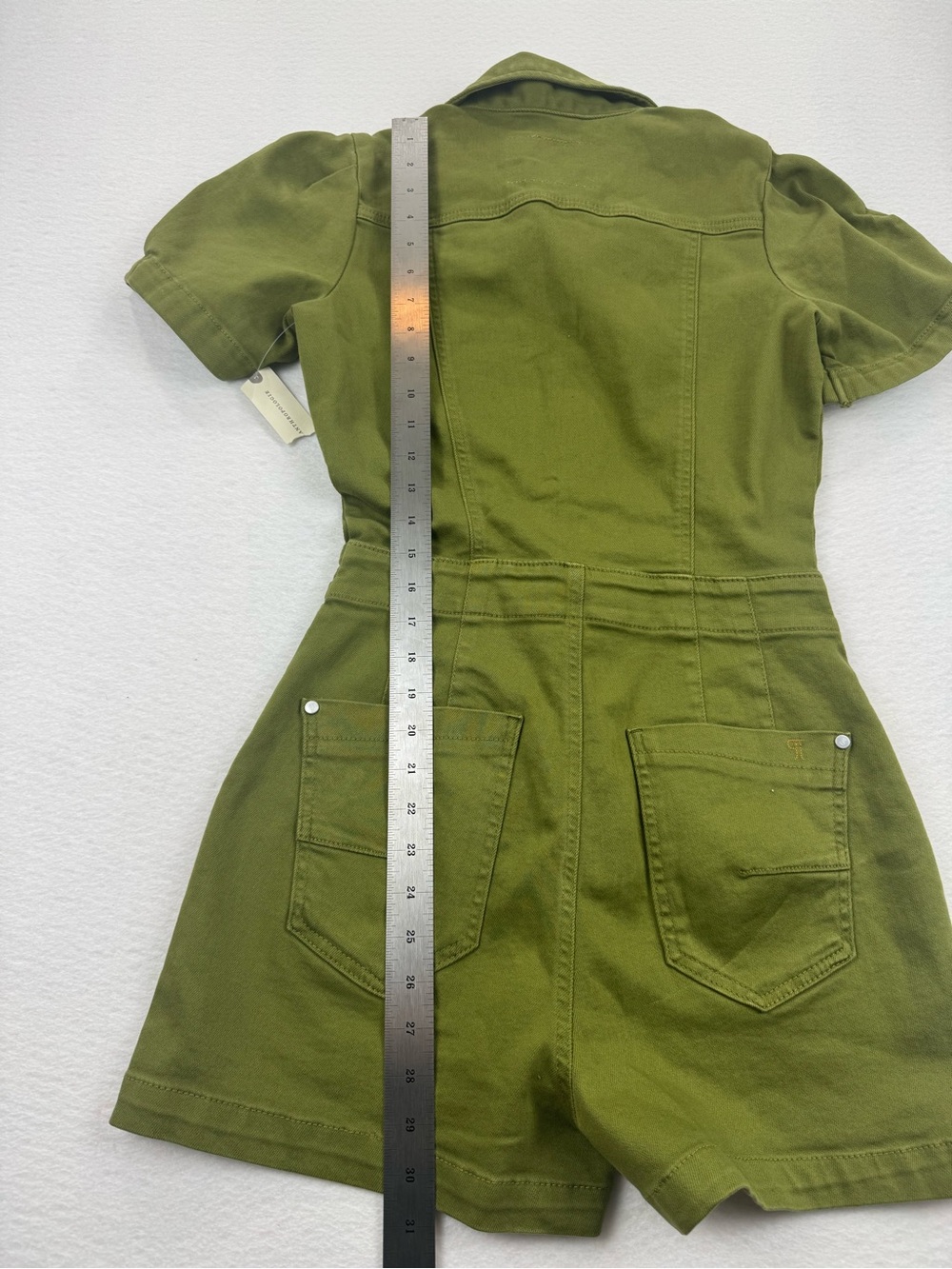 NWT Pilcro by Anthropologie Utility Romper Shorts Jumpsuit Moss Green Size 4 - Picture 6 of 10